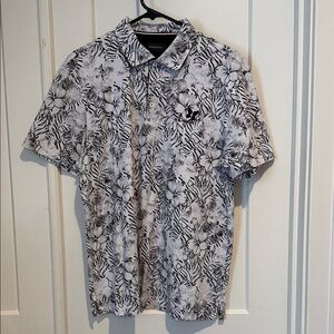 Bugatchi Black and White Floral Polo Shirt